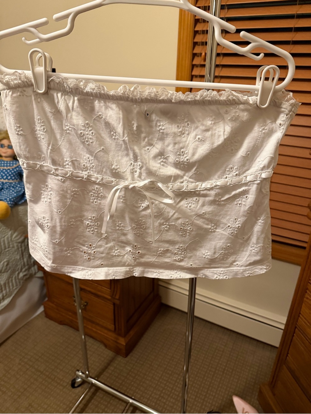 White Eyelet Bandeau Tube Top with Waist Tie